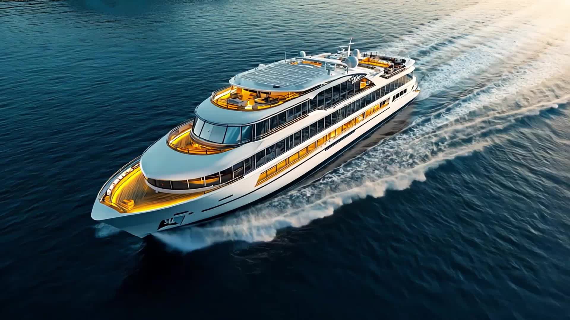 商务旅游航拍商务大型客轮视频实拍