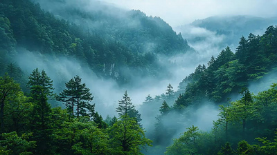 森林实拍视频素材航拍山林森林林间云烟唯美意境视频素材
