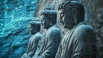 白光墨影实拍视频素材云端佛影虚拟现实中的文化遗产