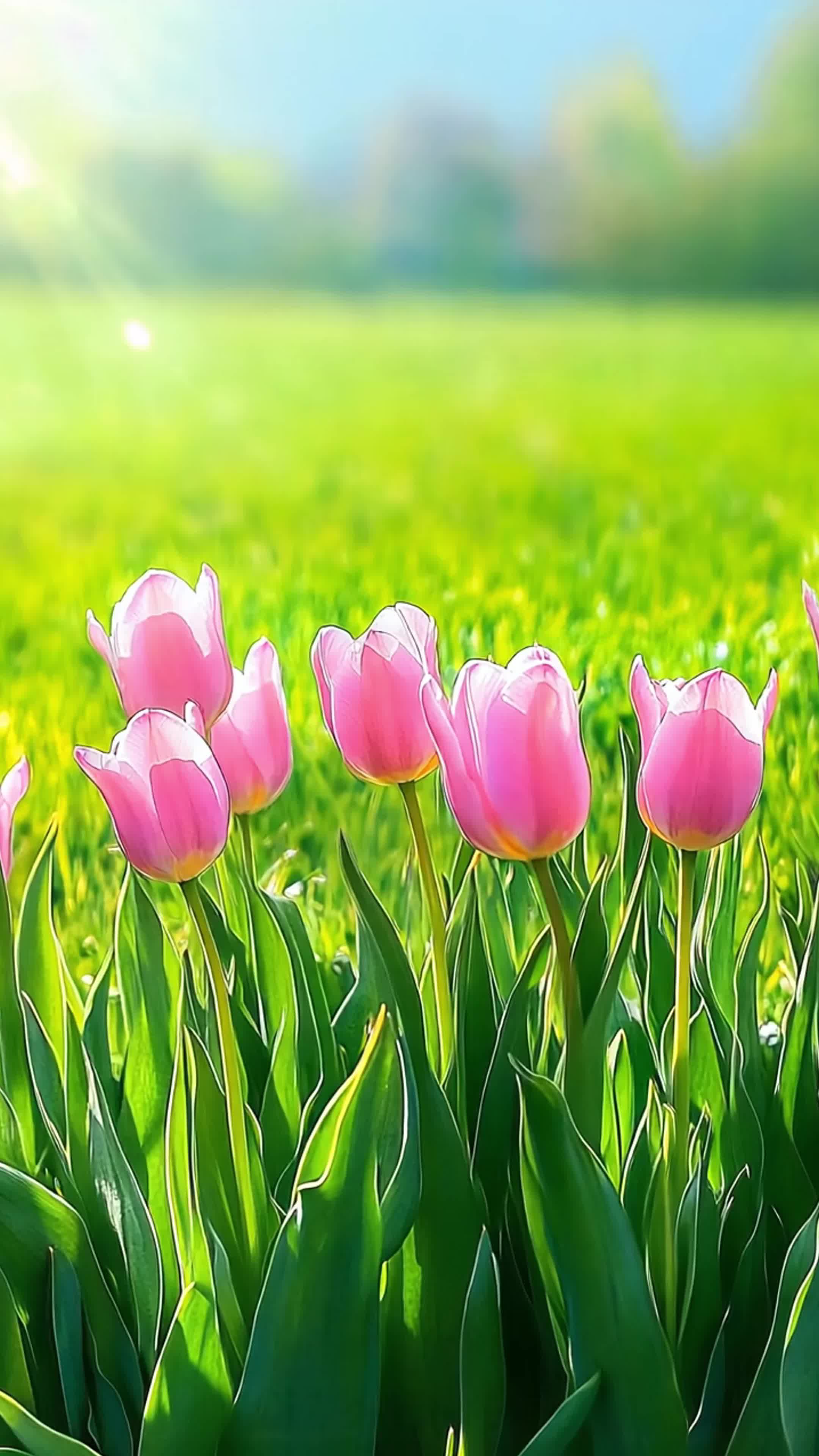 4k春天郁金香花朵植物风景视频