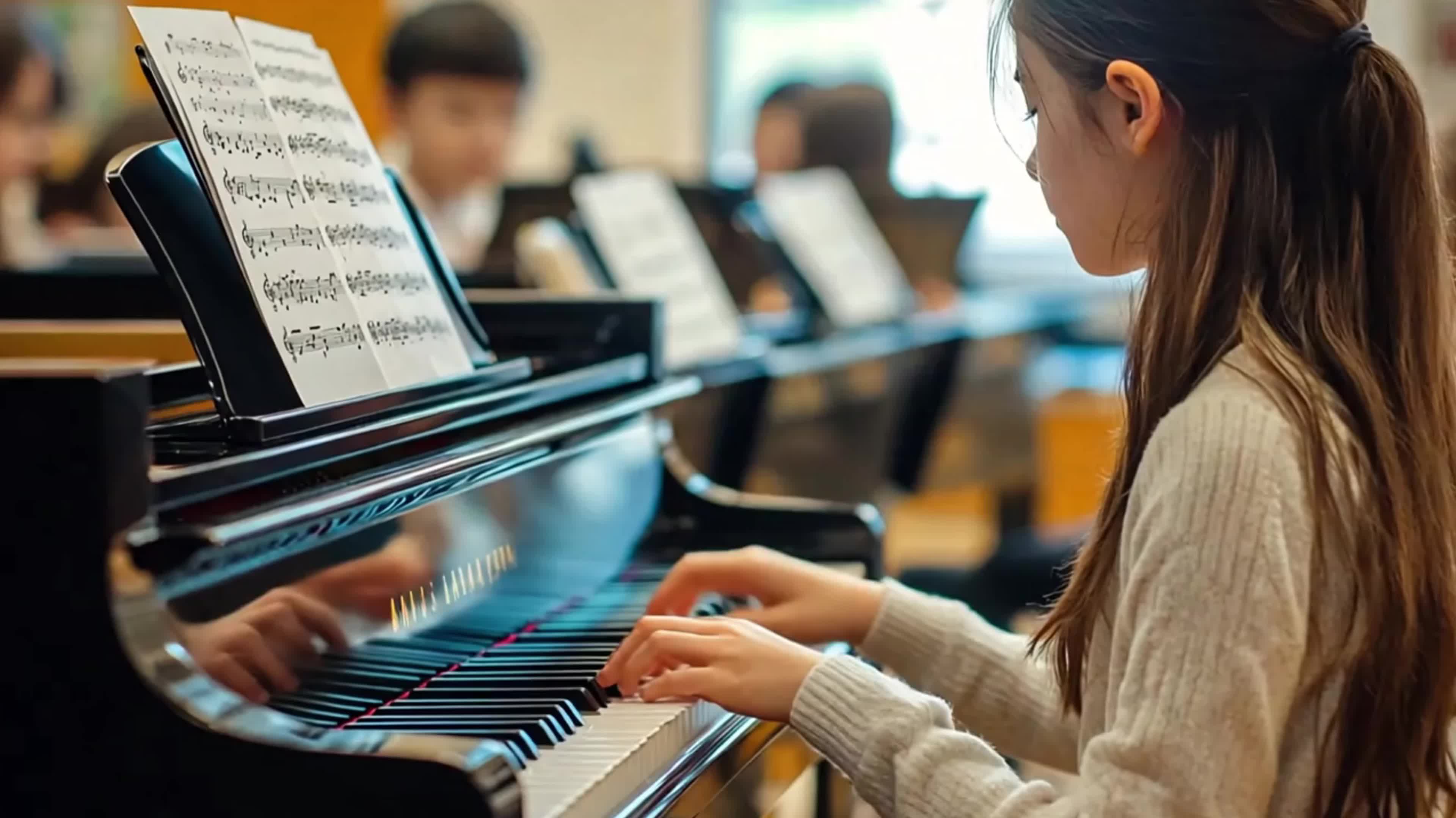 4k教育钢琴课弹钢琴视频视频视频特效素材-千库网