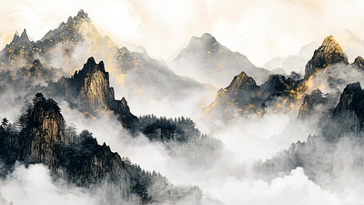 星辰背景图实拍视频素材4k中国风山水画水墨画背景图素材
