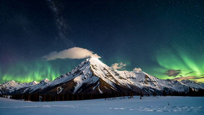 极光实拍视频素材雪山极光夜晚星空自然奇观视频素材