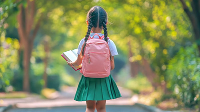 学生校园玩手机走路的视频实拍视频素材4k小学生背着书包向前走背影素材视频实拍