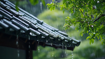 清明实拍视频素材4K清明时节雨纷纷屋檐素材