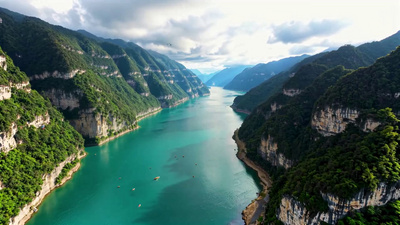 航拍万里长江三峡库区自然生态环境