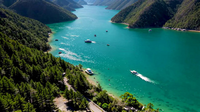 云南实拍视频素材航拍云南泸沽湖风景区
