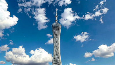广州实拍视频素材广州塔蓝天白云广州著名旅游景点广州地标