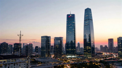 唯美延时北京远眺国贸商务区城市建筑日转夜