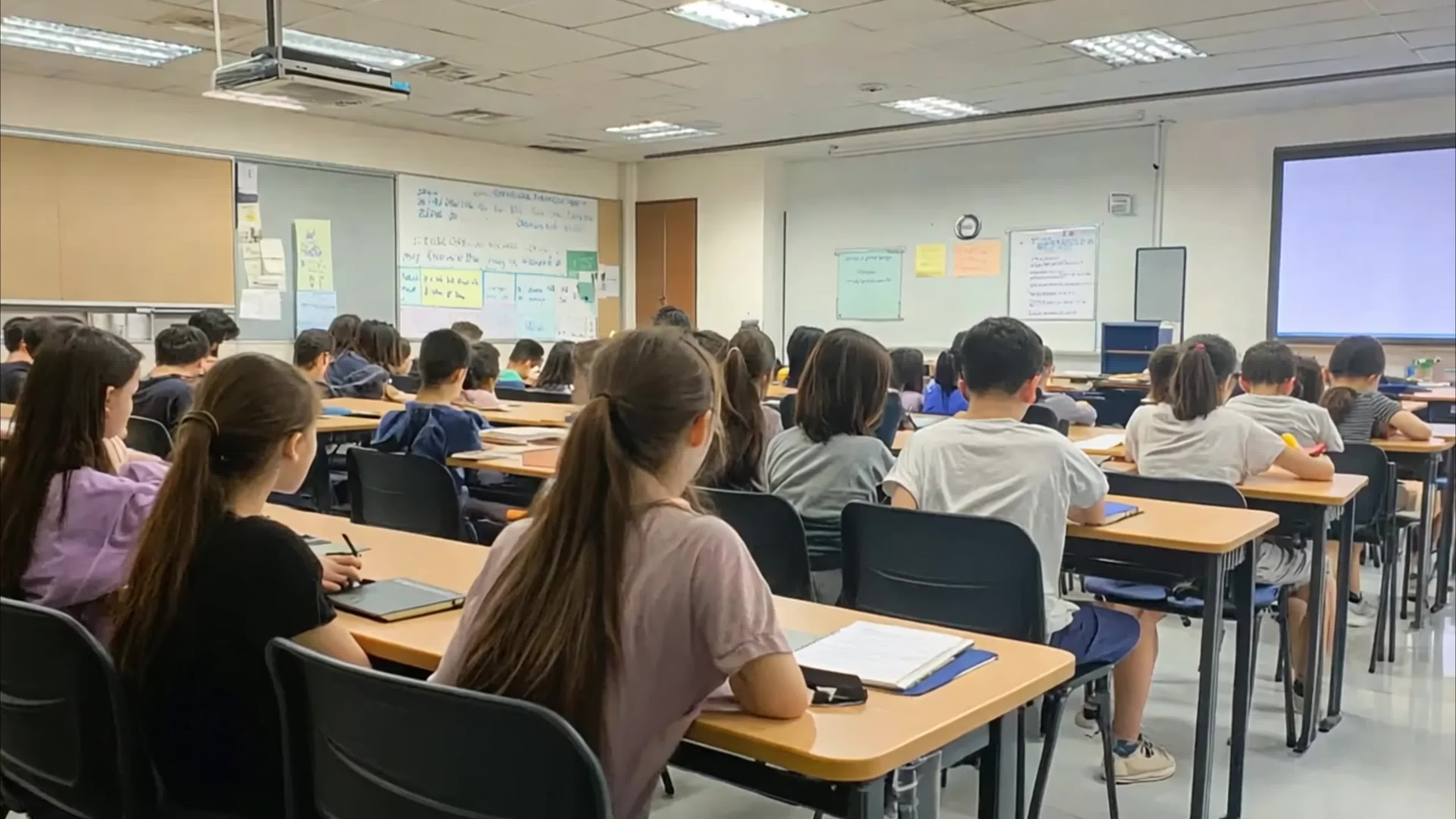 4k教室学生上课视频实拍视频特效素材-千库网
