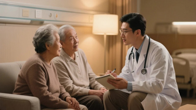 医生关怀老人健康医疗保健视频