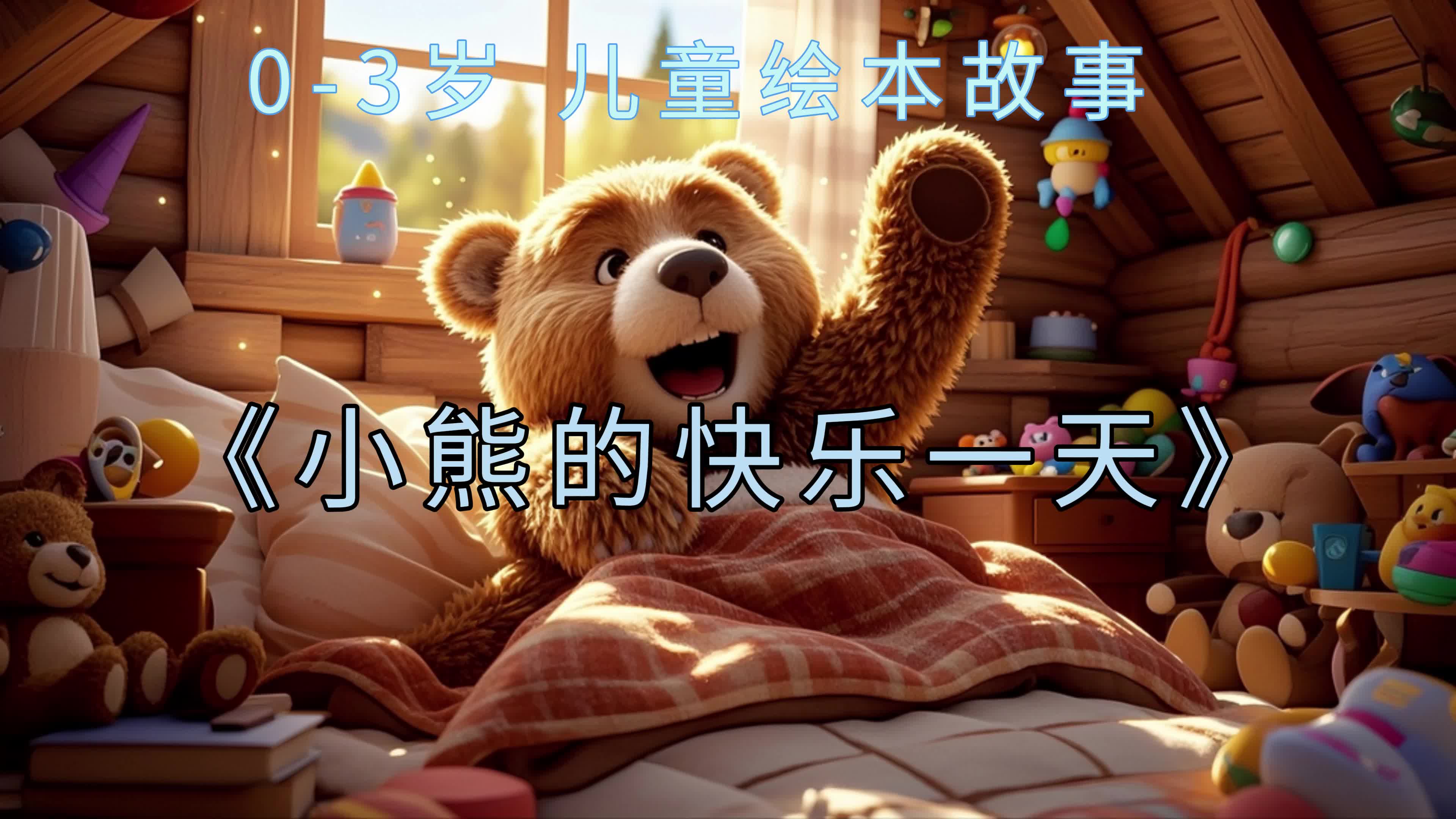 儿童绘本故事小熊的快乐一天视频模版