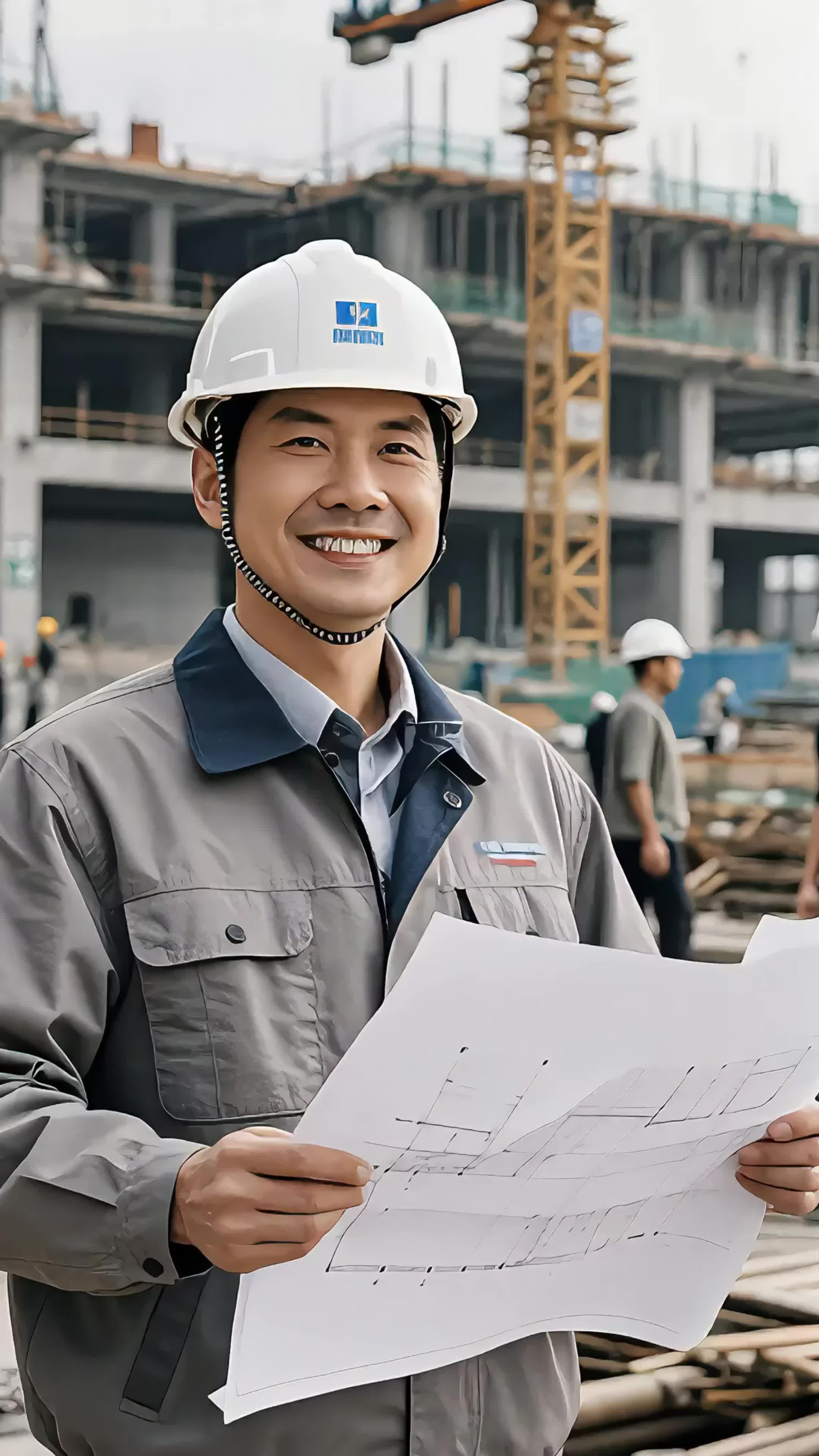 4k五一劳动节各行各业笑脸建筑图纸工人微视频实拍视频特效素材