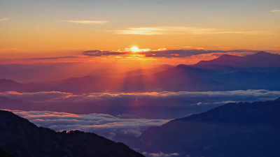 祖国大好河山山川日落晚霞素材