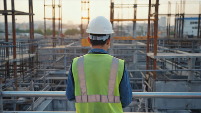 工地工程师俯瞰建筑施工现场AI视频实拍视频素材
