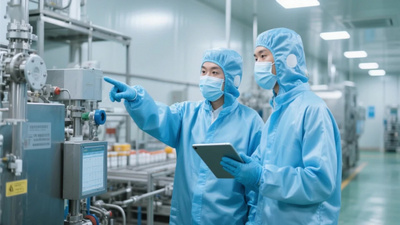 工业自动化洁净车间里的智能制造实拍素材