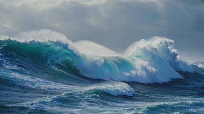 海洋大海浪花白云海浪视频素材