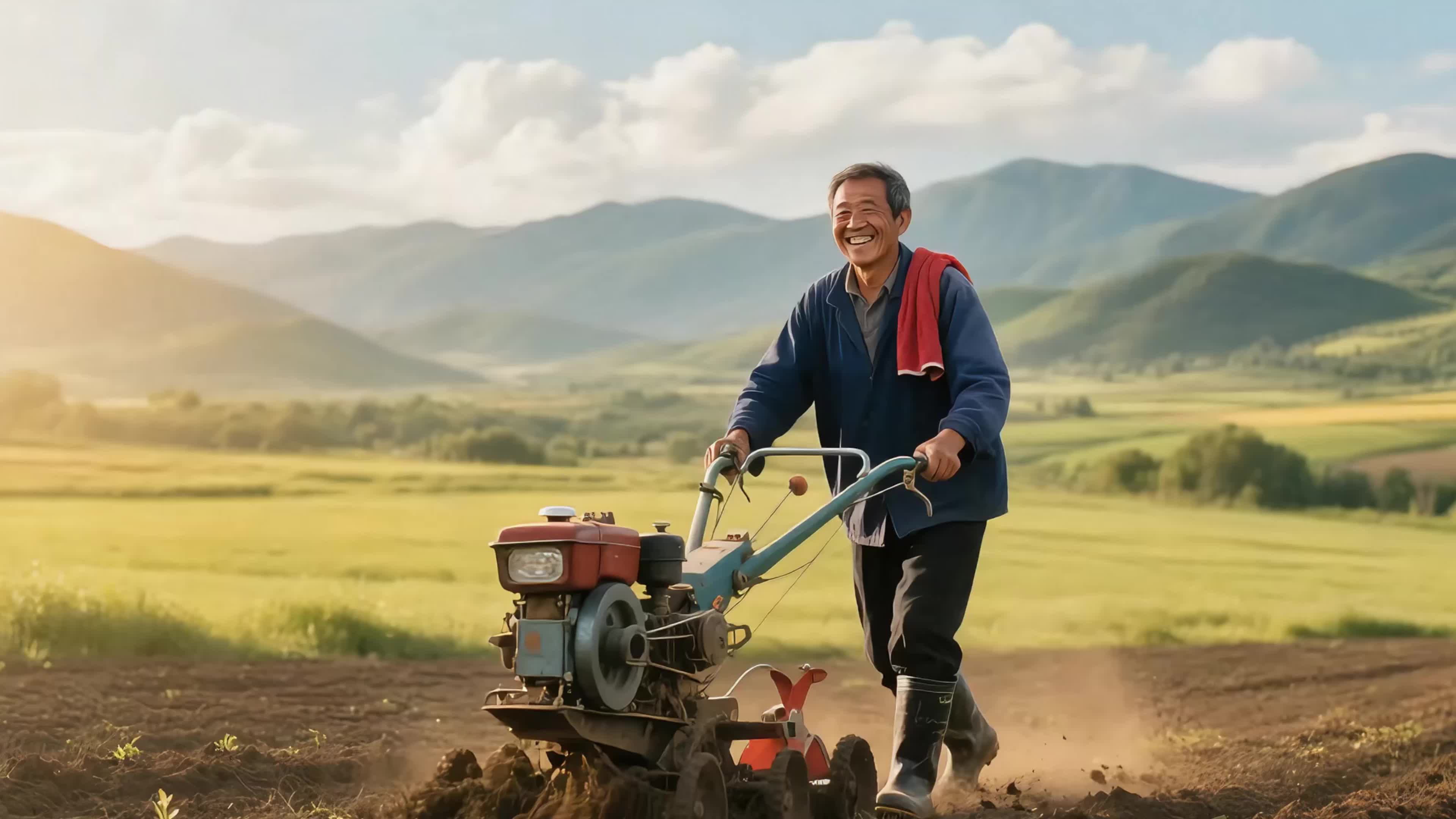 实拍五一劳动节农民在耕田劳作视频实拍素材视频特效素材