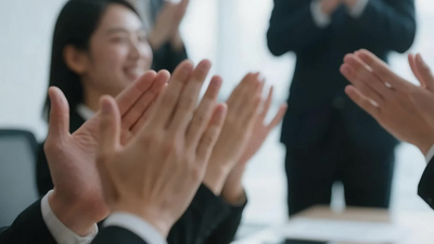 实拍团队合作成功鼓掌庆祝文化视频视频实拍