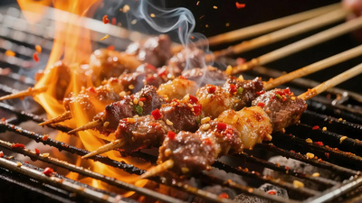 美食实拍视频素材夏季夜市烤串烧烤小吃美食视频视频