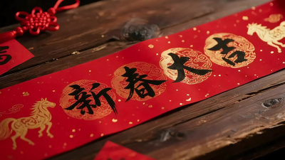 实拍马年春节手写春联喜庆氛围视频实拍