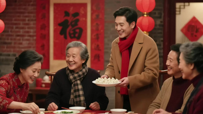 实拍视频素材实拍春节家人团聚吃饺子喜庆背景氛围实拍素材