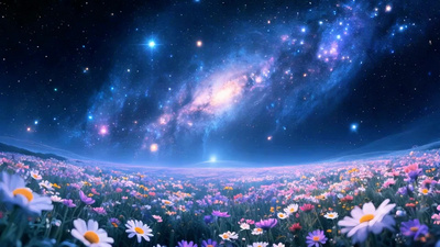 星空实拍视频素材唯美浪漫宇宙星空星河神圣花粒子素材
