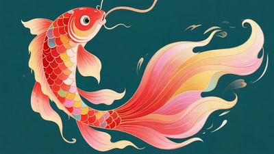 红色锦鲤金鱼插画视频
