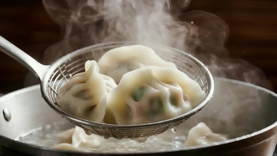 实拍冬至春节传统节日煮饺子场景视频实拍