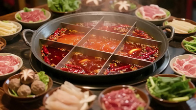 实拍重庆四川九宫格老火锅传统美食实拍素材
