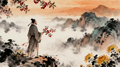 中国传统节日重阳节国风水墨古风视频素材