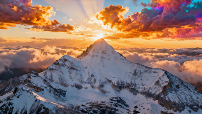 雪山云海日出景观ai视频视频实拍