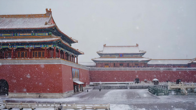 红墙空镜实拍视频素材北京故宫雪景古建筑实拍素材