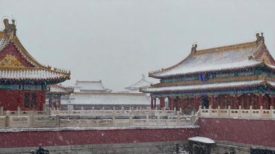 故宫雪景中式古建筑景观实拍雪景实拍视频素材