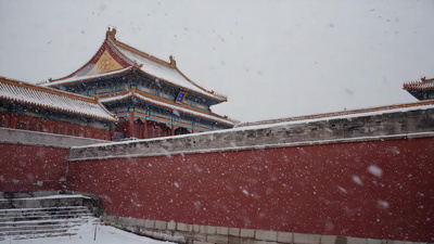 红墙空镜实拍视频素材实拍北京故宫古建筑雪景实拍视频素材
