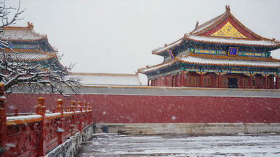 冬天故宫雪景中式古建筑实拍素材