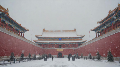 北京故宫古建筑雪景素材视频实拍