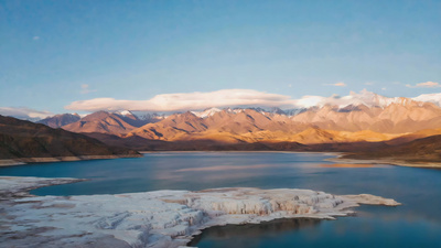 西藏雪山湖泊自然风光延时摄影实拍素材