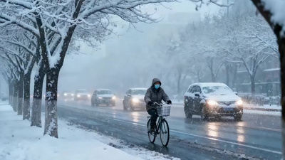 4k实拍冬日城市街道行人车辆雪景视频实拍视频素材