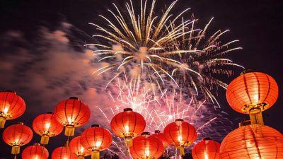 新年灯笼节日焰火烟花视频视频