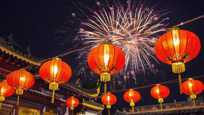 灯笼节日焰火烟花新年视频素材