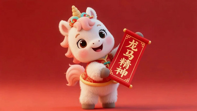 春节可爱卡通小马马年拜年动画祝福视频