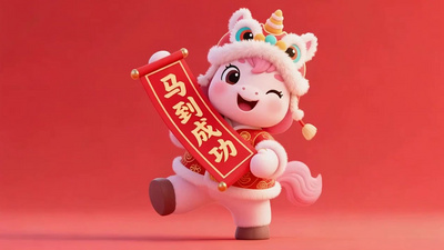 春节可爱卡通小马马年拜年动画祝福视频