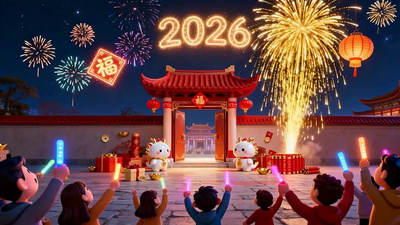 卡通马年春节拜年视频素材
