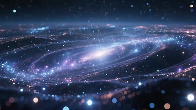 深邃星空璀璨螺旋星系星云旋转粒子背景