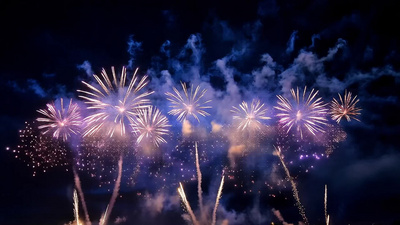 夜空夜景烟花焰火新年视频实拍素材