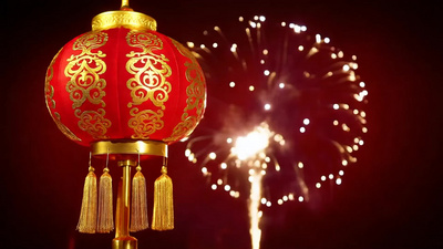 新年春节焰火灯笼喜庆视频