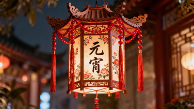 中式灯笼元宵节古风装饰实拍素材
