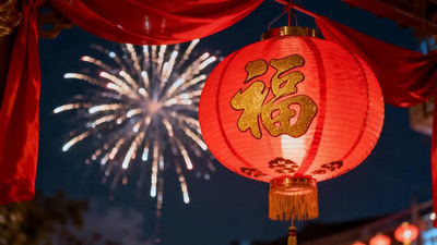 实拍视频素材马年新年烟花喜庆氛围
