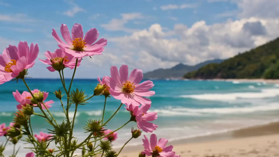 自然沙滩海浪浪花春日视频实拍素材